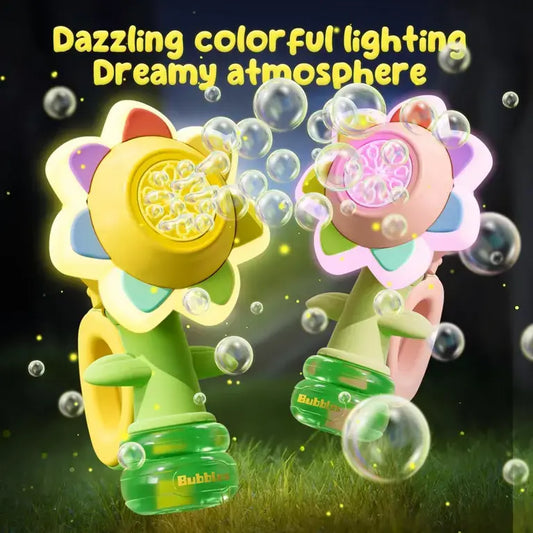 Sunflower Bubble Machine for Kids with Lights – Automatic Flower Bubble Gun Toy (Rechargeable, 20,000+ Bubbles/Min)