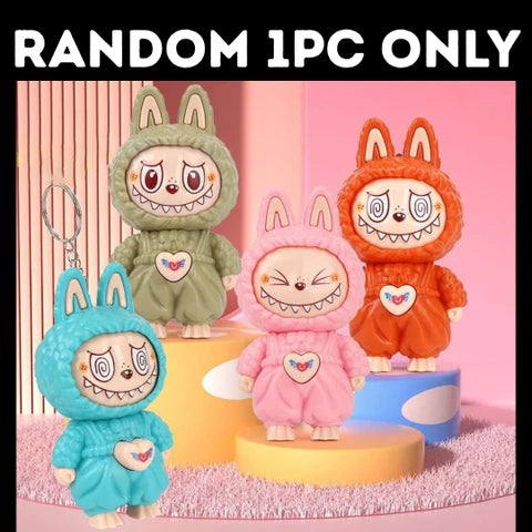 Labubu Face-Changing Keychain β Cute 3-Expression Cartoon Figure | Soft ABS Key Holder for Bags, Bikes, Cars & Gifts