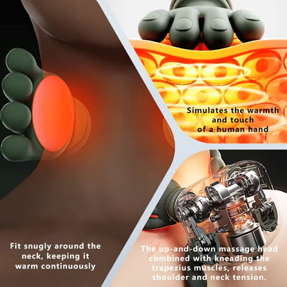 Wireless Heated Neck & Back Massager | 4D Deep Tissue Shiatsu with Heat