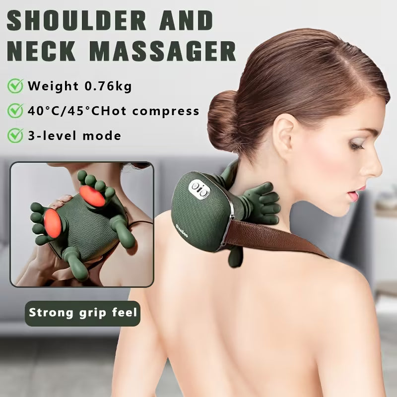 Wireless Heated Neck & Back Massager | 4D Deep Tissue Shiatsu with Heat