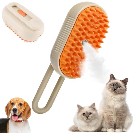 3-in-1 Steam Pet Grooming Brush | Silicone Massage Comb with USB Rechargeable Steam Function