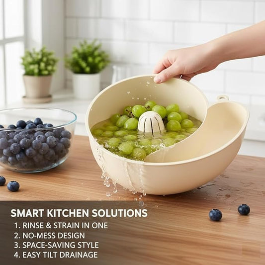Snail-Shaped Automatic Vegetable & Fruit Washing Basket | 2-in-1 Rotating Wash & Drain Bowl (Water-Powered, Hands-Free)