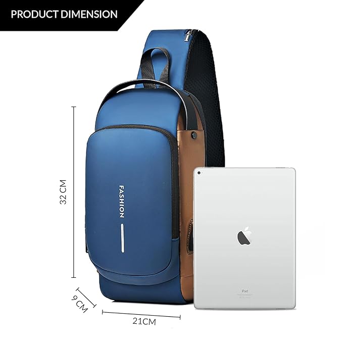 Anti-Theft Waterproof Crossbody Sling Bag for Men & Women | USB Charging | Password Lock | Travel Chest Backpack