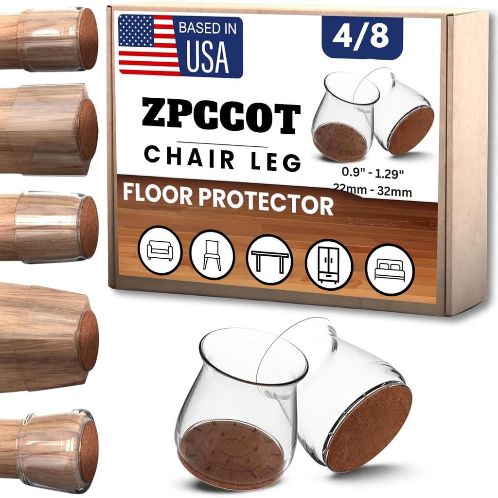 8 Pcs Silicone Chair Leg Floor Protectors with Felt Pads | Anti-Scratch, Noise-Free Furniture Caps for Hardwood Floors