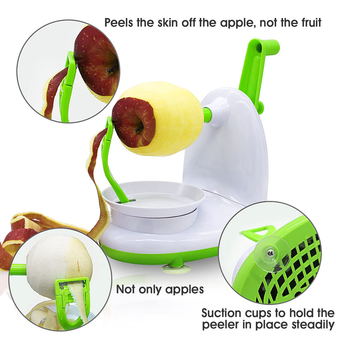 3-in-1 Apple Peeler, Slicer & Corer Machine | Stainless Steel Blades, Suction Base, Fast Fruit & Vegetable Cutter