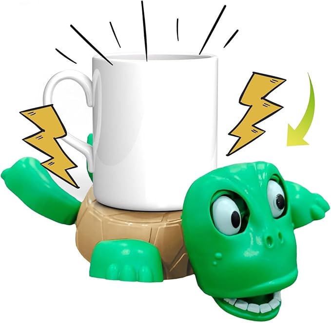 Funny 3D Turtle Coaster Cup Holder – Creative Turtle Drink Stand for Mugs, Glasses & Bottles, Desk & Kitchen Decor (Green, No Sound)