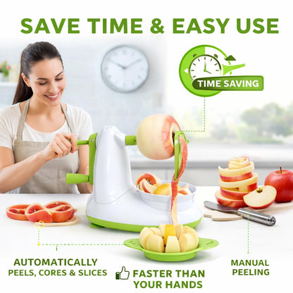 3-in-1 Apple Peeler, Slicer & Corer Machine | Stainless Steel Blades, Suction Base, Fast Fruit & Vegetable Cutter