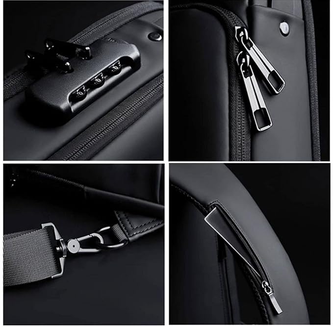 Anti-Theft Waterproof Crossbody Sling Bag for Men & Women | USB Charging | Password Lock | Travel Chest Backpack