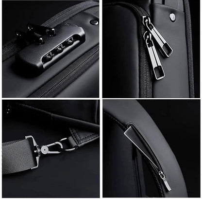 Anti-Theft Waterproof Crossbody Sling Bag for Men & Women | USB Charging | Password Lock | Travel Chest Backpack