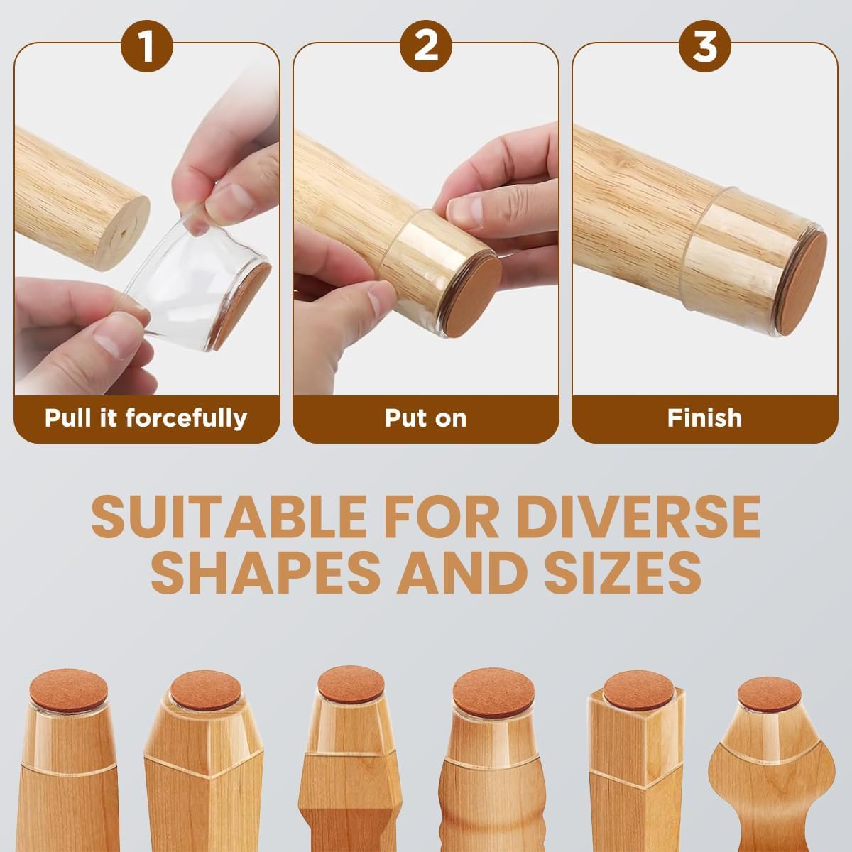 8 Pcs Silicone Chair Leg Floor Protectors with Felt Pads | Anti-Scratch, Noise-Free Furniture Caps for Hardwood Floors