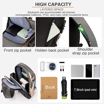 Anti-Theft Waterproof Crossbody Sling Bag for Men & Women | USB Charging | Password Lock | Travel Chest Backpack
