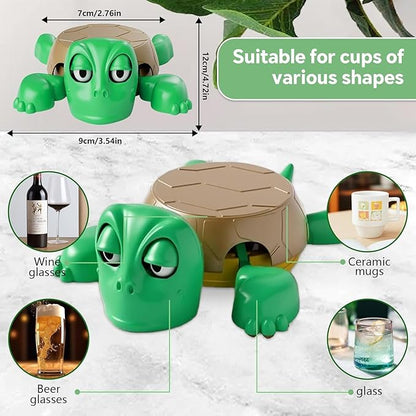 Funny 3D Turtle Coaster Cup Holder – Creative Turtle Drink Stand for Mugs, Glasses & Bottles, Desk & Kitchen Decor (Green, No Sound)