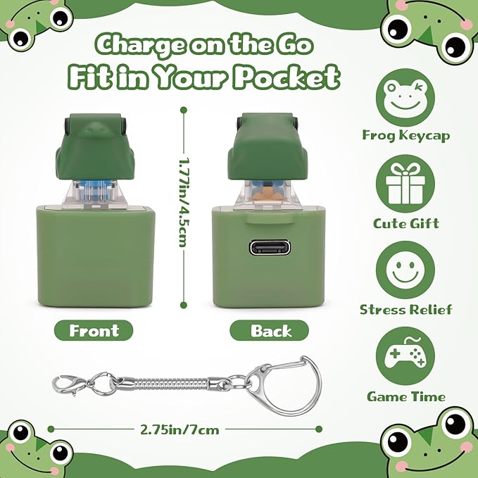 Funny Croaking Frog Clicker Keychain – Rechargeable Fidget Toy with LED Light (Stress Relief)
