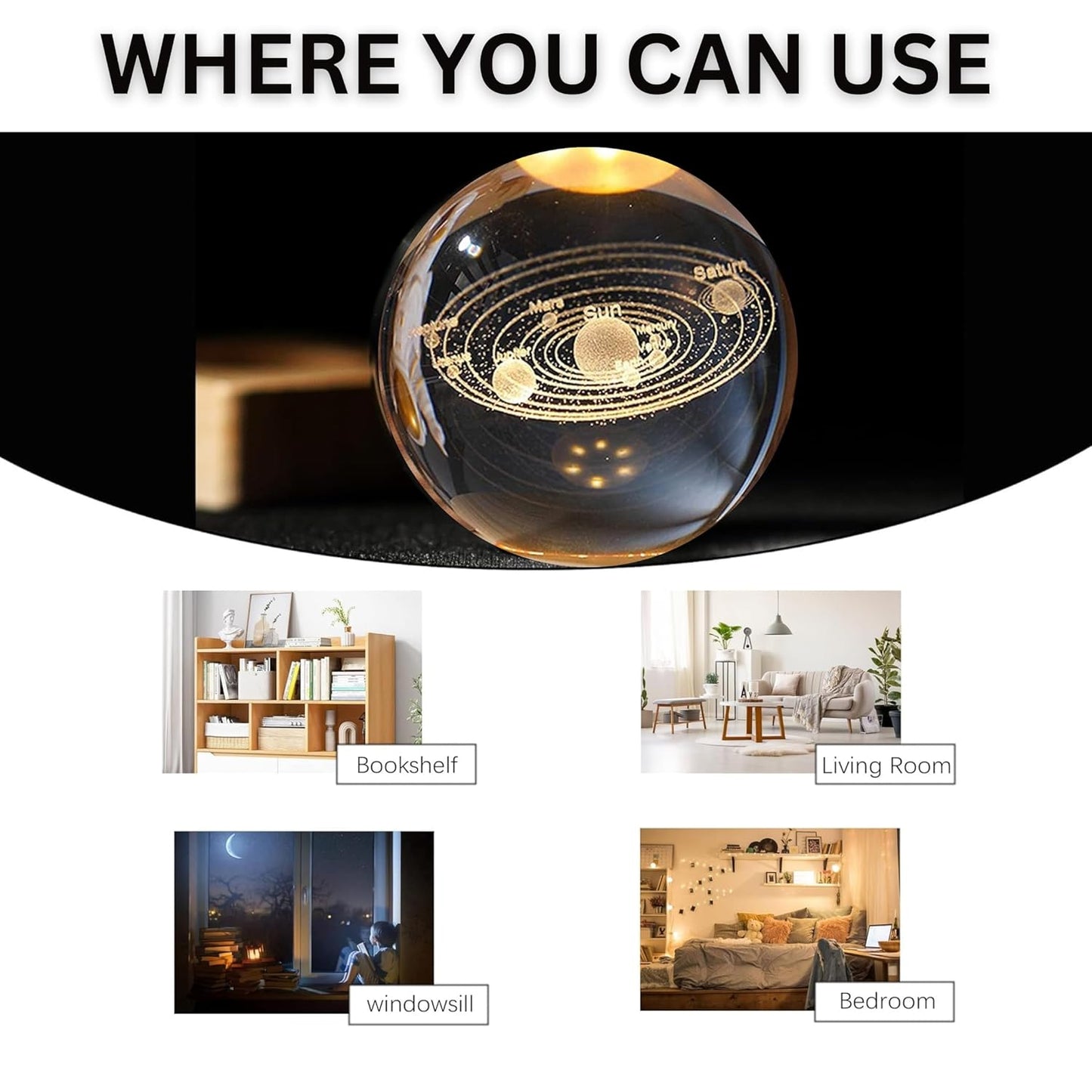 3D Solar Planet Crystal Ball LED Night Lamp