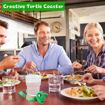 Funny 3D Turtle Coaster Cup Holder – Creative Turtle Drink Stand for Mugs, Glasses & Bottles, Desk & Kitchen Decor (Green, No Sound)