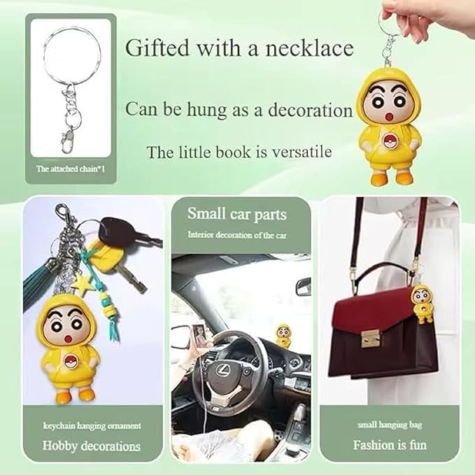 Face-Changing Shinchan Keychain – 3 Expressions Cute Cartoon Figure | Bag, Bike & Car Key Holder | Fun Gift for Kids & Adults