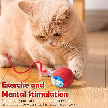 Smart Interactive Rolling Pet Ball – Auto-Moving LED Cat & Dog Toy | 360° Obstacle Avoidance, 3 Speed Modes, USB Rechargeable, Chirping Sound Play Ball