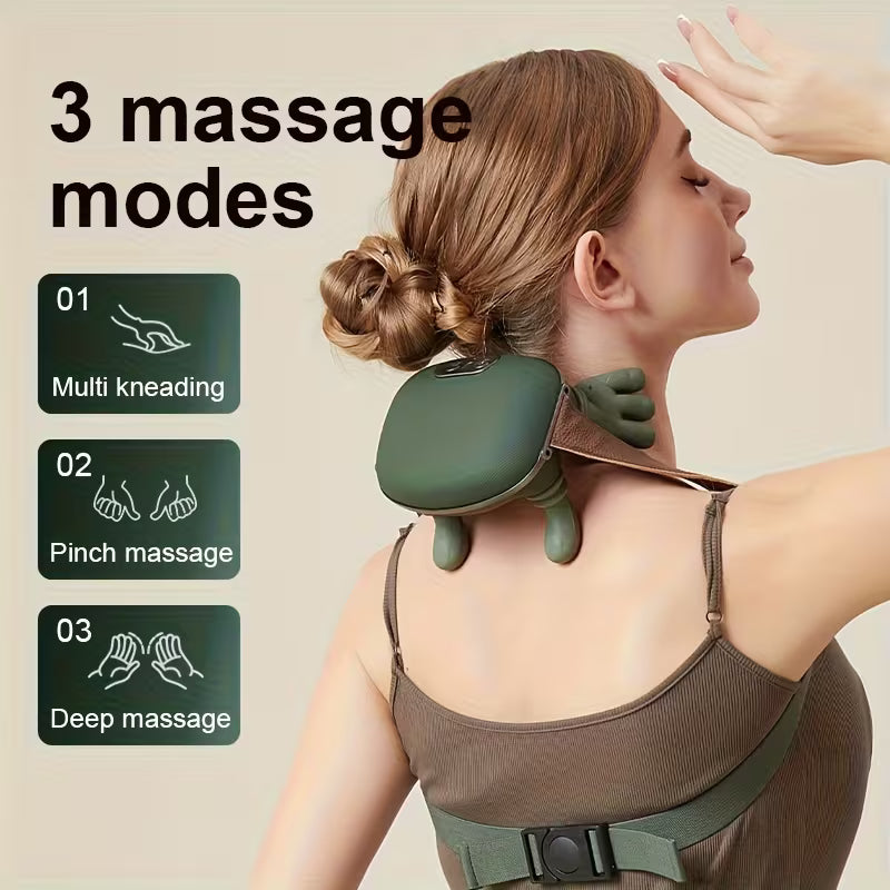Wireless Heated Neck & Back Massager | 4D Deep Tissue Shiatsu with Heat