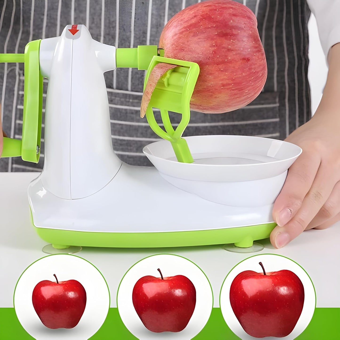3-in-1 Apple Peeler, Slicer & Corer Machine | Stainless Steel Blades, Suction Base, Fast Fruit & Vegetable Cutter
