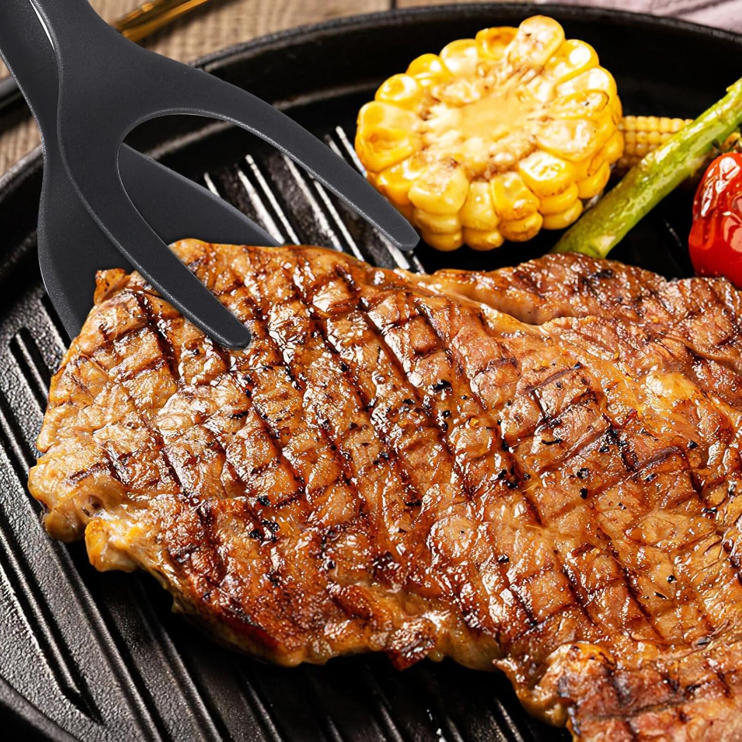 2-in-1 Silicone Grip & Flip Spatula Tong | Non-Stick Egg Flipper & Cooking Tongs for Frying, Grilling & BBQ