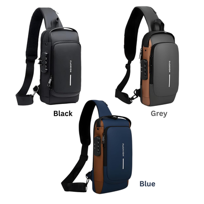 Anti-Theft Waterproof Crossbody Sling Bag for Men & Women | USB Charging | Password Lock | Travel Chest Backpack
