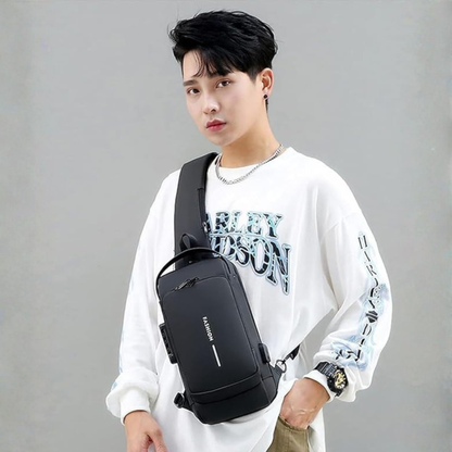 Anti-Theft Waterproof Crossbody Sling Bag for Men & Women | USB Charging | Password Lock | Travel Chest Backpack