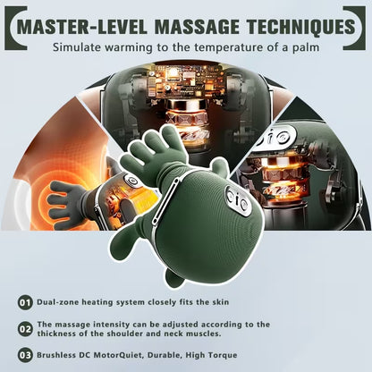 Wireless Heated Neck & Back Massager | 4D Deep Tissue Shiatsu with Heat