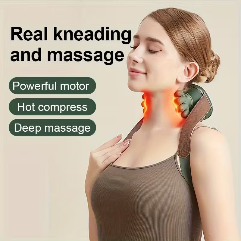 Wireless Heated Neck & Back Massager | 4D Deep Tissue Shiatsu with Heat
