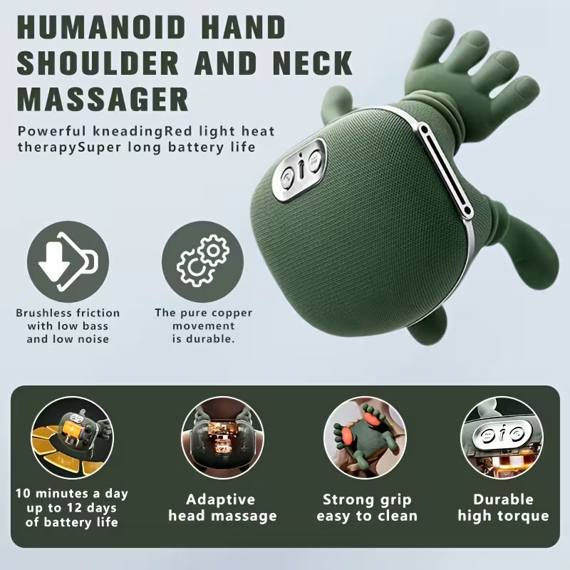 Wireless Heated Neck & Back Massager | 4D Deep Tissue Shiatsu with Heat